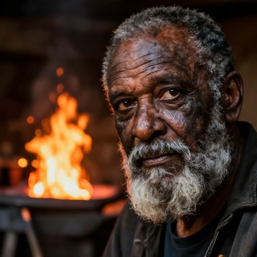 OrbitQuant W4A4 (Z-Image): close-up portrait of an old blacksmith